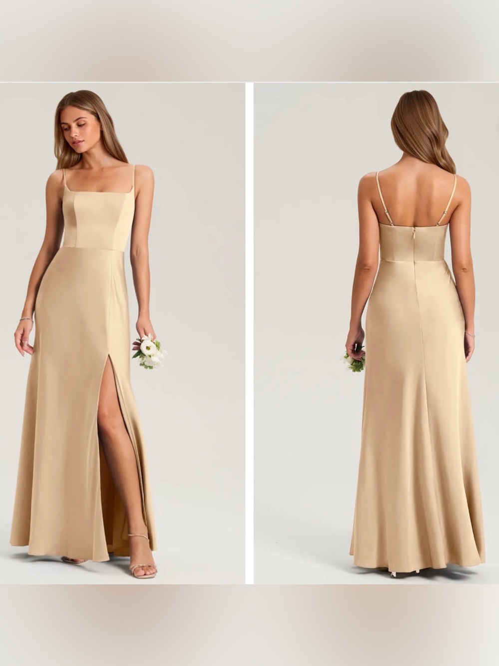 Azazie Lidia Champagne Evening Gown